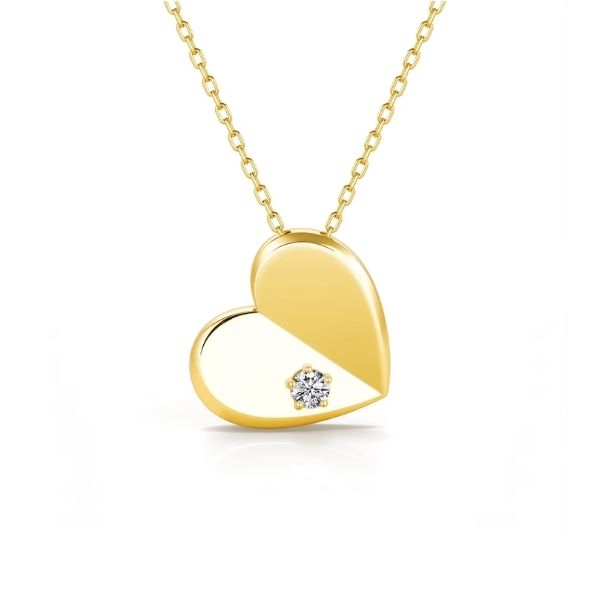 14K-Gold-Herz-Halskette-Damen