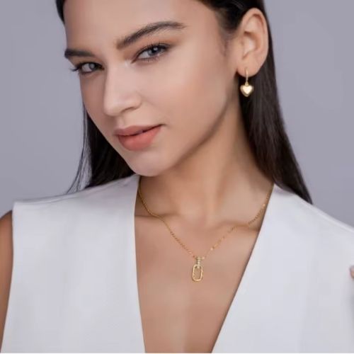 18-karätig vergoldete Damen Halskette Ringsilber