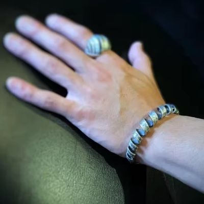 925 Silber Armreif im Vintage-Look Ringsilber