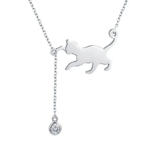 Silber-Choker-mit-Katzensymbol-Damen
