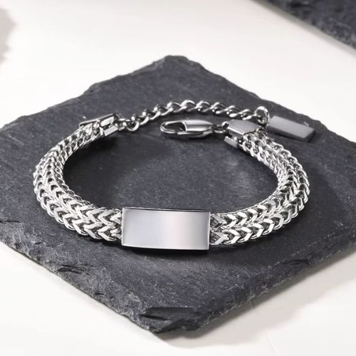 Armband Edelstahl mit Gravur Ringsilber