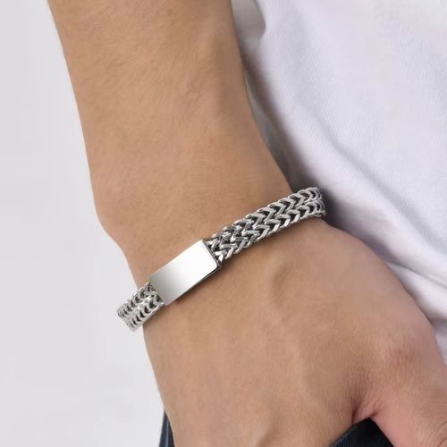 Armband Edelstahl mit Gravur Ringsilber
