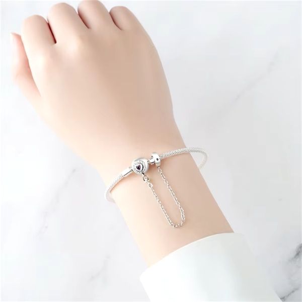 Damen Armband mit Herz Charm - Ringsilber
