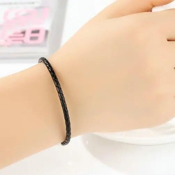 Damen Armband aus Leder - Ringsilber
