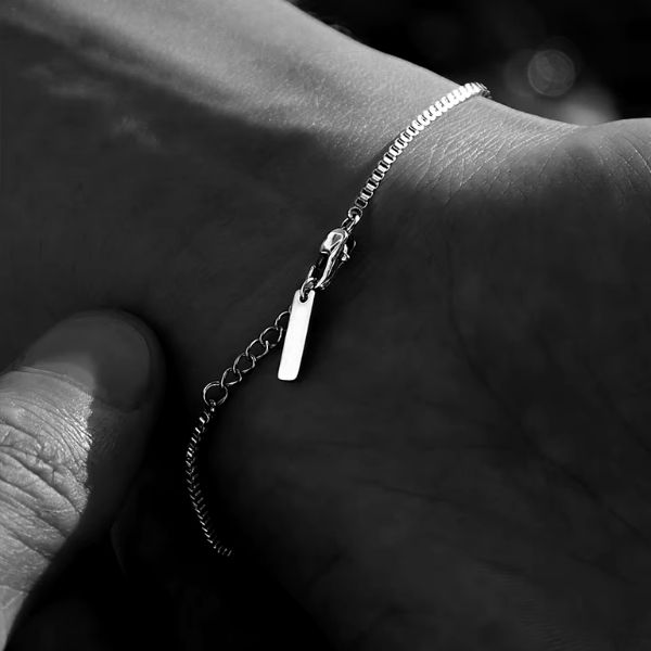 Edelstahl Armband für Herren - Ringsilber