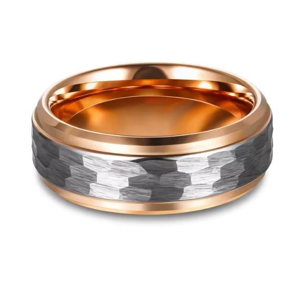 Eheringe aus gehämmertem Wolframkarbid Ringsilber
