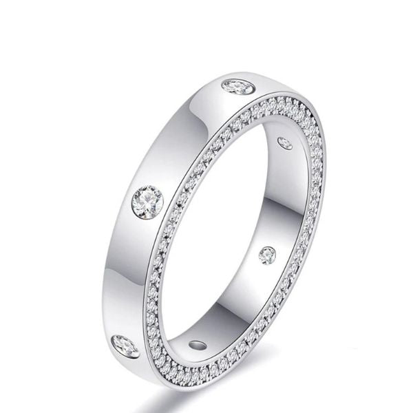 Gesteinigter Ehering für Frauen - Ringsilber