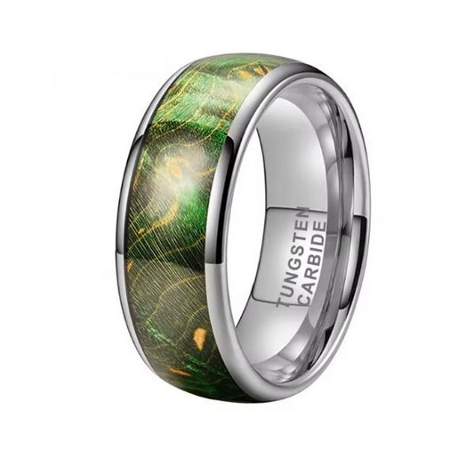 Grüner Ehering mit Baummuster - Ringsilber