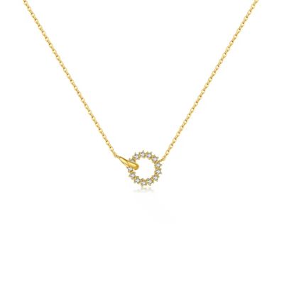 Halskette aus 925er Sterlingsilber mit rundem Zirkonia