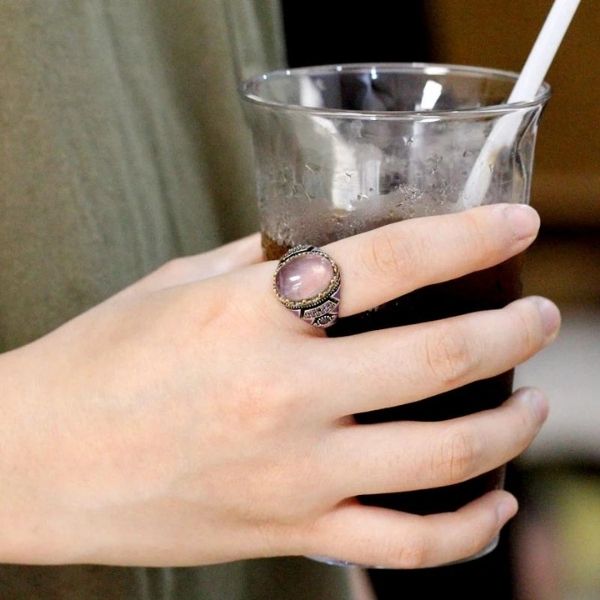 Handgefertigter Ring aus natürlichem lila Fluorit Stein - Ringsilber