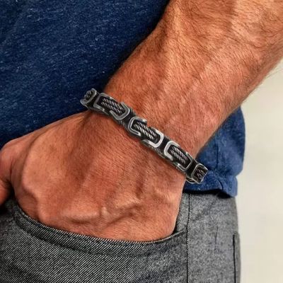 Herren Armband aus Stahl Ringsilber