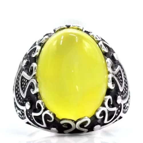 Herrenring aus gelbem Achat Ringsilber