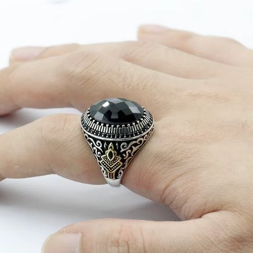 Herrenring aus schwarzem Zirkonium Ringsilber