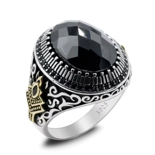 Herrenring aus schwarzem Zirkonium Ringsilber
