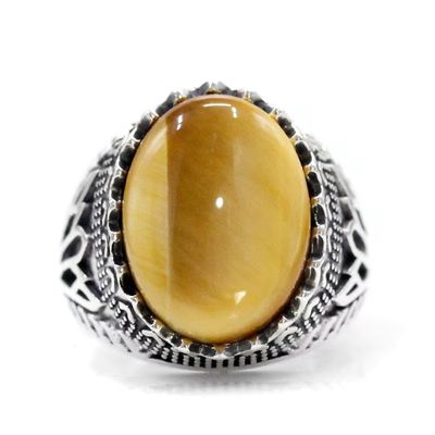 Herrenring mit Tigerauge Ringsilber