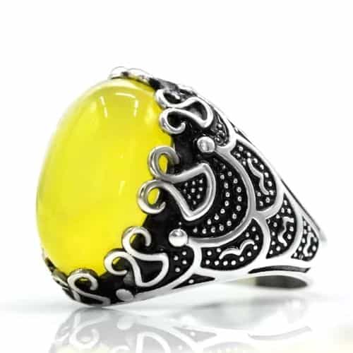 Herrenring aus gelbem Achat Ringsilber