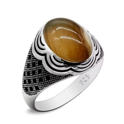 Herrenring mit natürlichem Achatstein Ringsilber