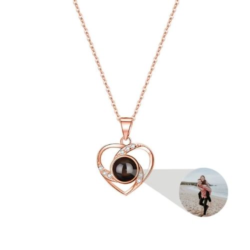 Herzförmige kette mit bild für Damen Ringsilber