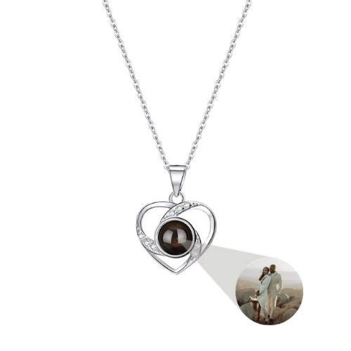 Herzförmige kette mit bild für Damen Ringsilber