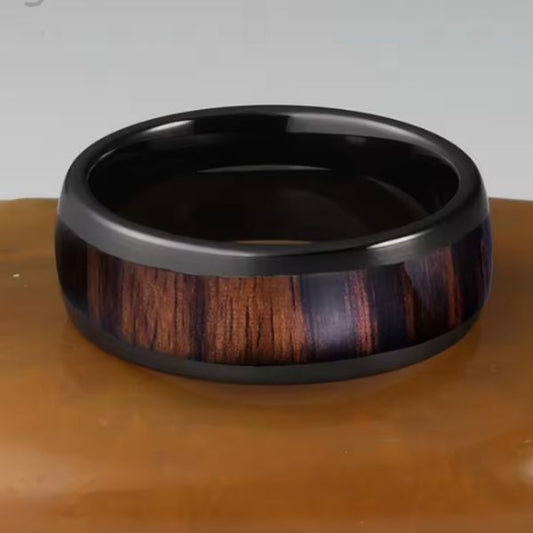 Klassischer Herren-Ehering aus Holz - Ringsilber