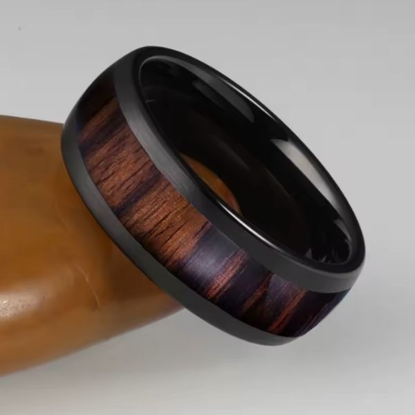 Klassischer Herren-Ehering aus Holz - Ringsilber