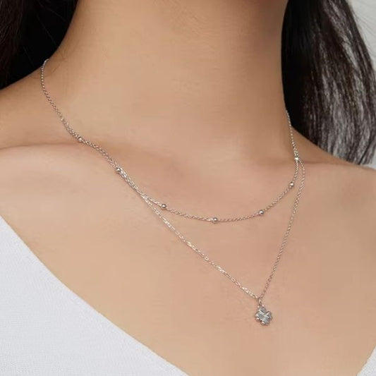 Kleeblatt Kette 925 Silber - Ringsilber