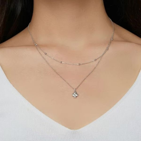 Kleeblatt Kette 925 Silber - Ringsilber