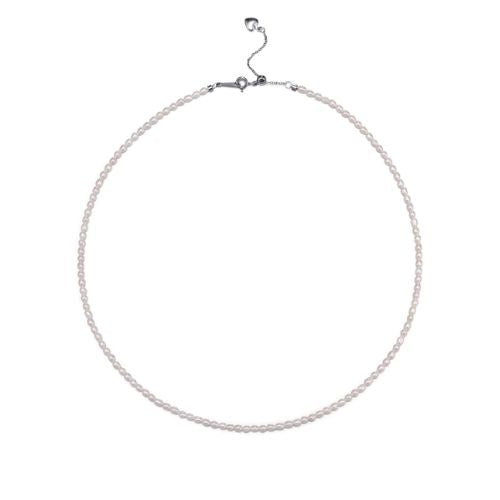 Kleine Süßwasserperlen Kette Ringsilber