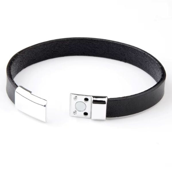 Leder Männer Armband - Ringsilber