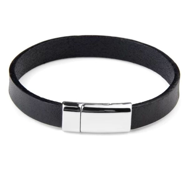 Leder Männer Armband - Ringsilber
