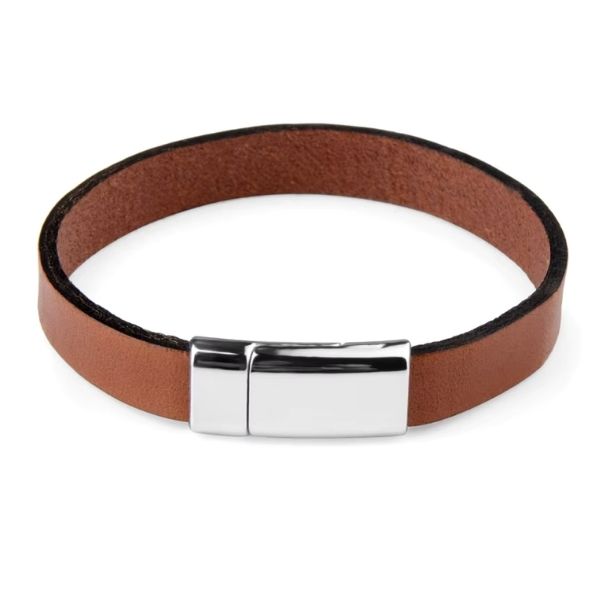 Leder Männer Armband - Ringsilber