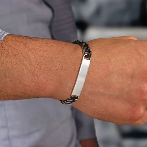Männer Armband mit Gravur Ringsilber