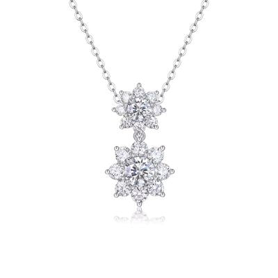 Moissanit Premium Blumenkette Ringsilber