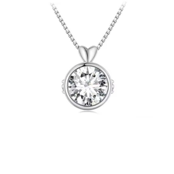 Moissanite-Stein-Herz-Damen-Halskette