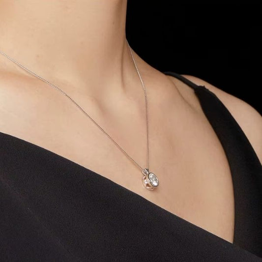 Moissanite-Stein-Herz-Damen-Halskette