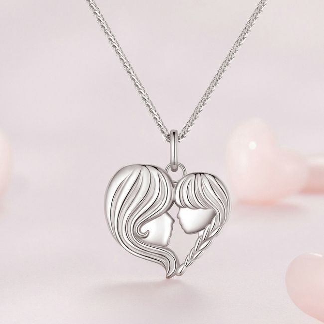 Mutter Tochter Herz Kette - Ringsilber