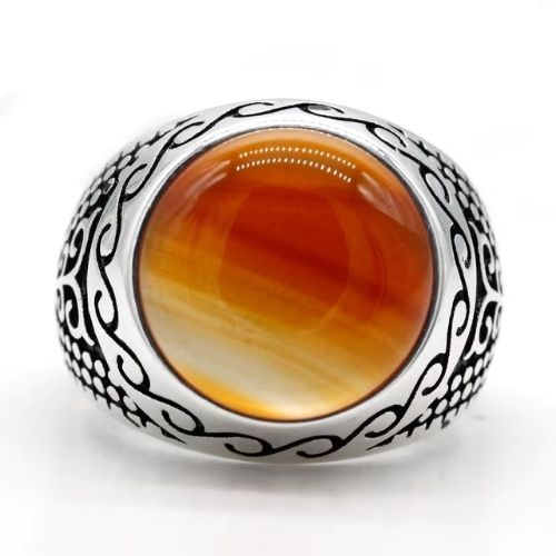 Original-Ringe-aus-orangefarbenem-Achat-Stein-fur-Herren