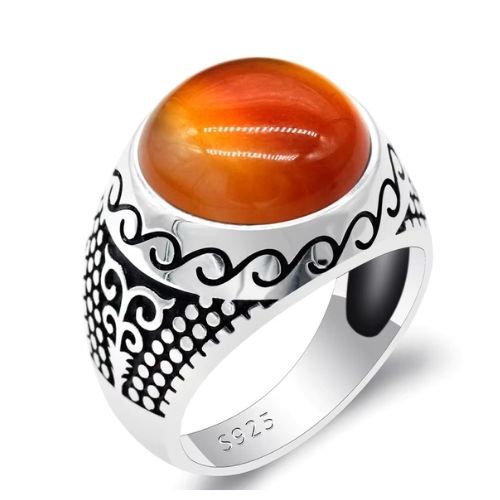 Original-Ringe-aus-orangefarbenem-Achat-Stein-fur-Herren