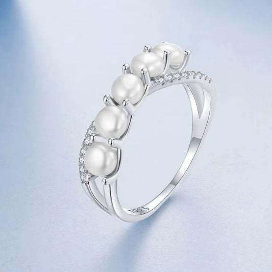 Perlenring für Damen - Ringsilber