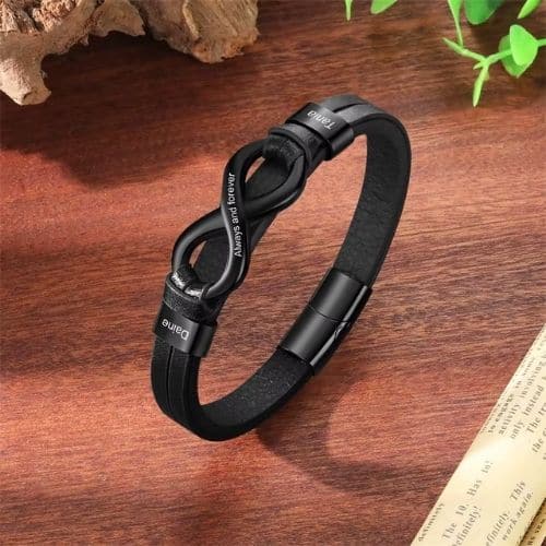 Personalisiertes Gravur Armband mit Unendlichkeitssymbol Ringsilber