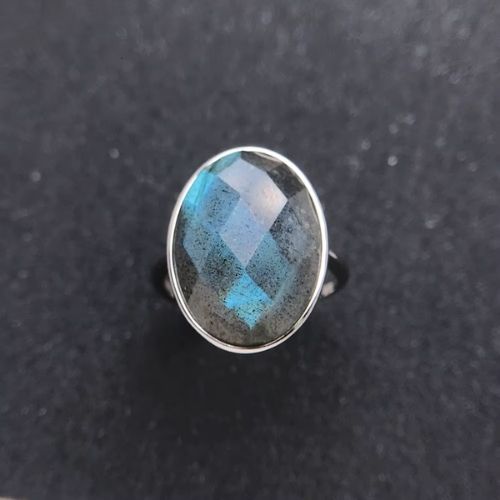 Ring aus 925er Sterlingsilber mit natürlichem Labradorit Stein Ringsilber