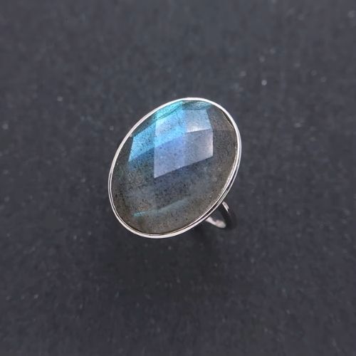 Ring aus 925er Sterlingsilber mit natürlichem Labradorit Stein Ringsilber
