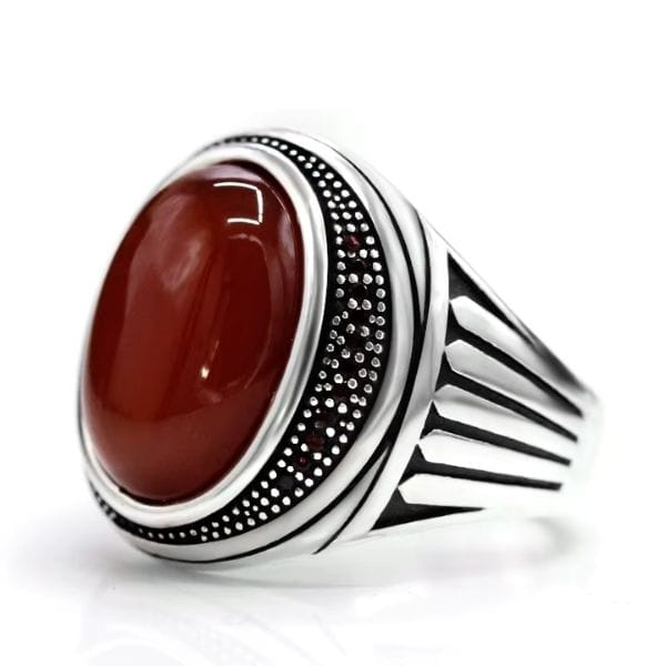 Ring aus natürlichem rotem Achat Ringsilber