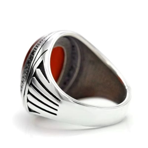 Ring aus natürlichem rotem Achat Ringsilber