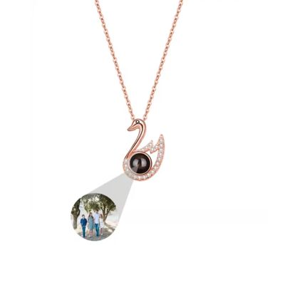 Schwanenförmige Fotokette für Damen Ringsilber