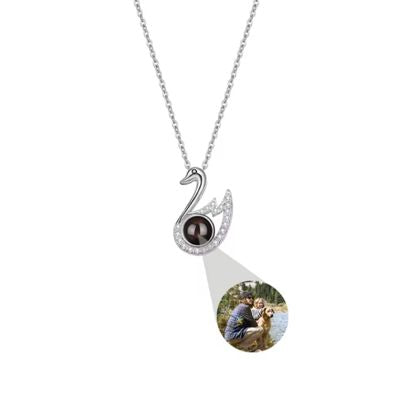 Schwanenförmige Fotokette für Damen Ringsilber
