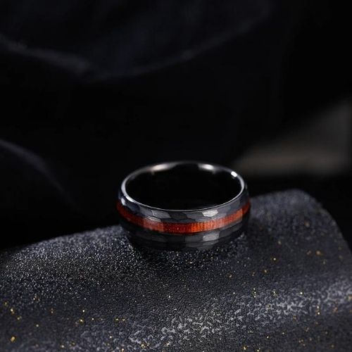 Schwarzer Ehering aus Holz - Ringsilber