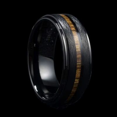 Schwarzer Ehering aus Holz Ringsilber