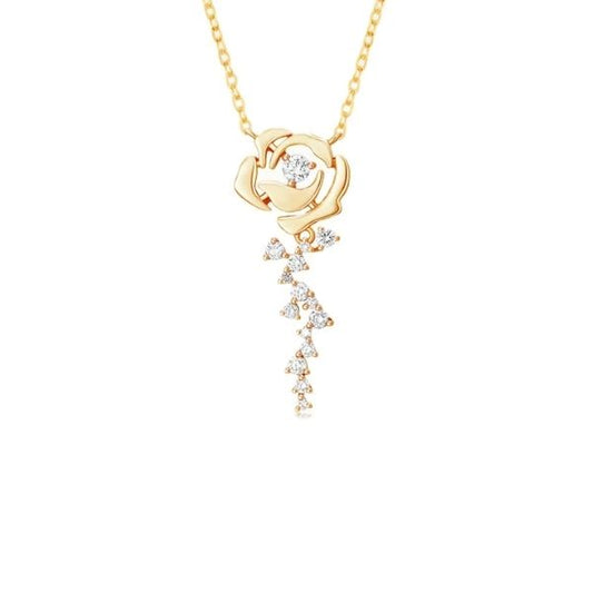 Silberne Halskette für Damen in Rosenform - Ringsilber