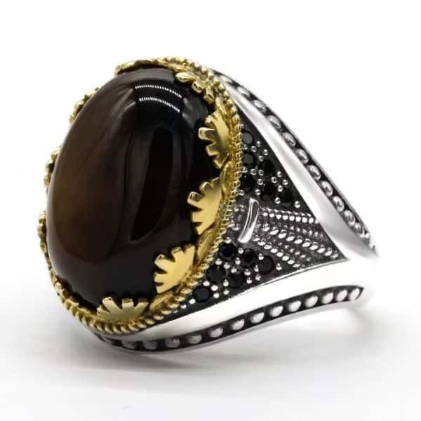 Silberner Herrenring mit ovalem Stein Ringsilber